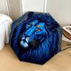 1pc Blue Lion Fashionable Automatic Opening/Closing Folding Umbrella with 8 Iron Bones, Plastic Handle Yy251015009