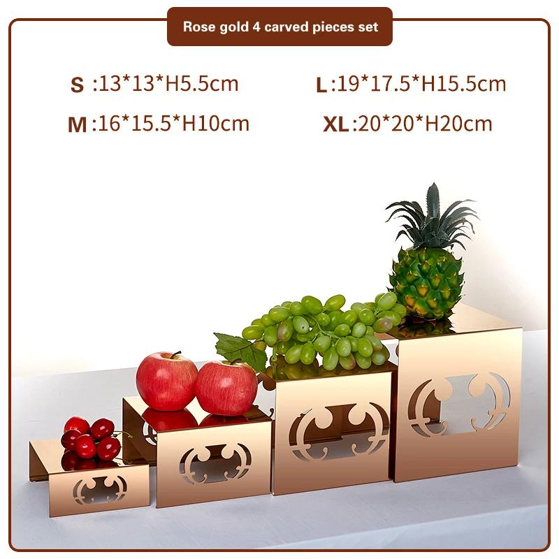 Fruit Plate In Cafeteria Wedding Gift Snack Rack Hotel Cake Rack Tea Break Buffet Rack Stainless Steel 4-6 Pcs Set Dessert Stand