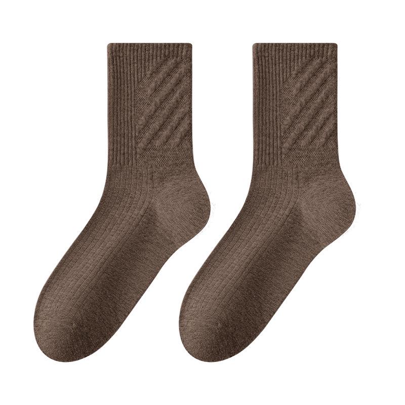 Men's Pure Cotton Antibacterial Mid-Calf Black Business Socks - 2025 New Autumn/Winter Style.