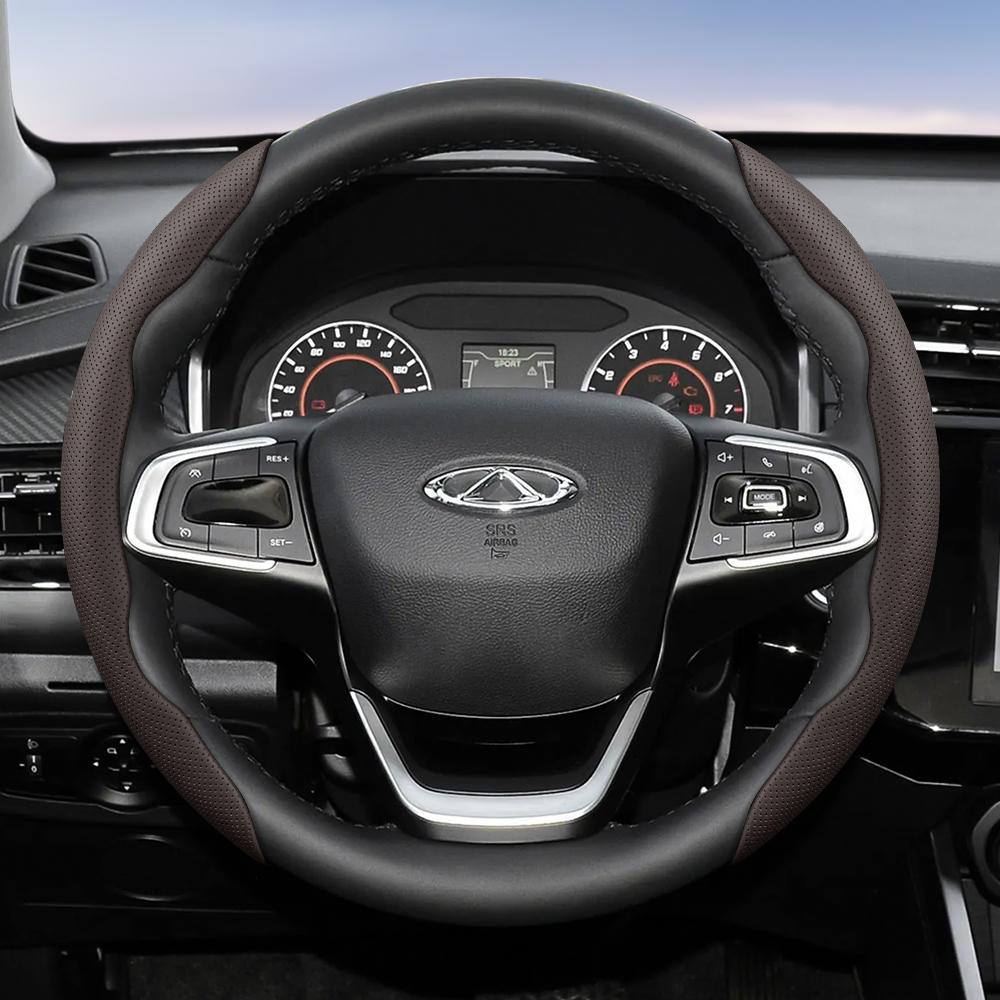 Suitable for Chery Breathable Holes Leather Steering Wheel Cover Segmented Quick Release Design Non-Slip Durable Tiggo2 4 7 8 9 Tiggo 8Pro 2Pro 7Proma