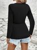 European & American 2025 Autumn/Winter Women's Solid Color Long Sleeve V-Neck T-Shirt