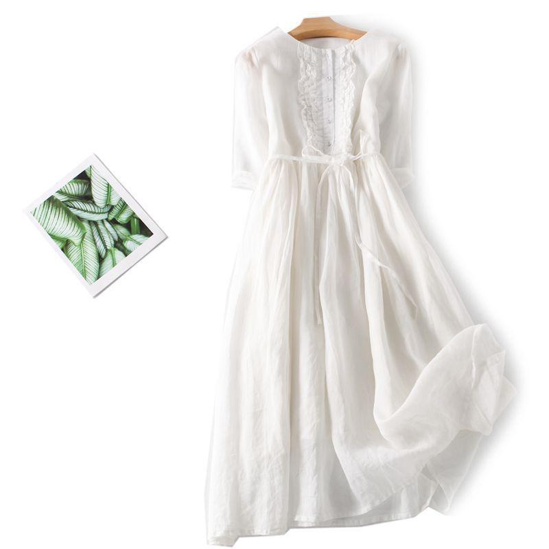 Vintage Summer A Line Dress With Tie Waist For Travel And Resort Wear