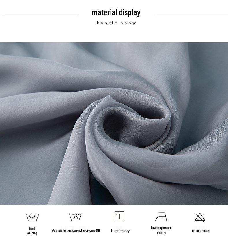 Women's Summer Long Silk Dress with Ruffle Edge - Simple, Solid Color