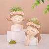 Cute Girl Flower Pot Succulent Pot Resin Planter Home Decoration Desktop Ornaments Garden Supplies Bonsai Plant Pot