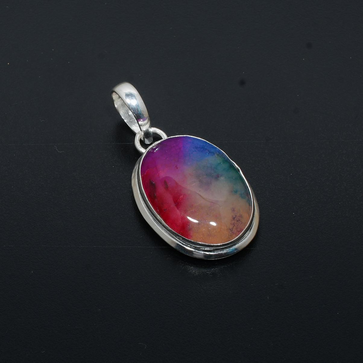 Радужный солнечный кварцевый драгоценный камень ручной работы Стерлинговое серебро 925 — фото 3
