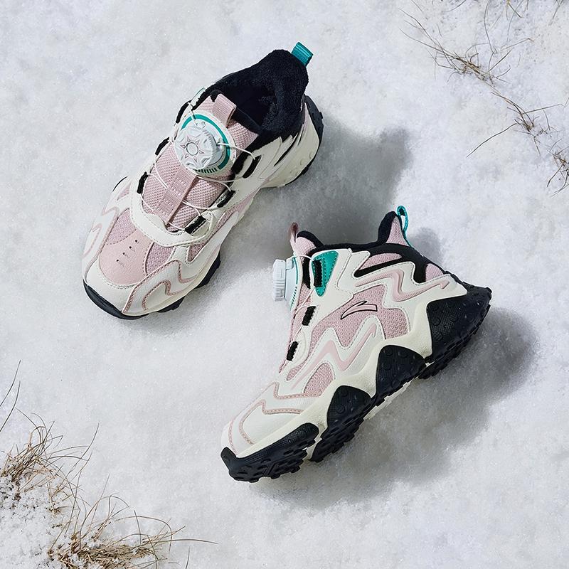 Anta Kids Trendy Fashion Thickened Warm Wear-Resistant Non-Slip Mid-Top Casual Shoes Kids Casual Shoes Pink White Black A22449941-2
