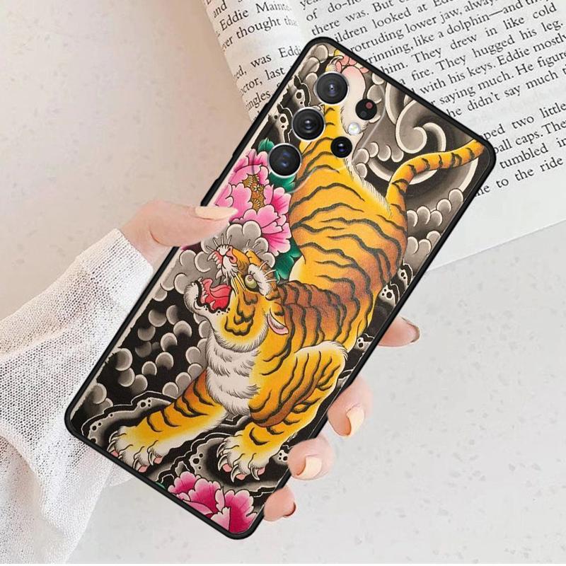 Japanese Ukiyo-e Art Panther Tiger Phone Case For Samsung Galaxy S25 S23 S30 S8 S21 S20 FE S24 S22 Note 10 20 Plus Lite Ultra