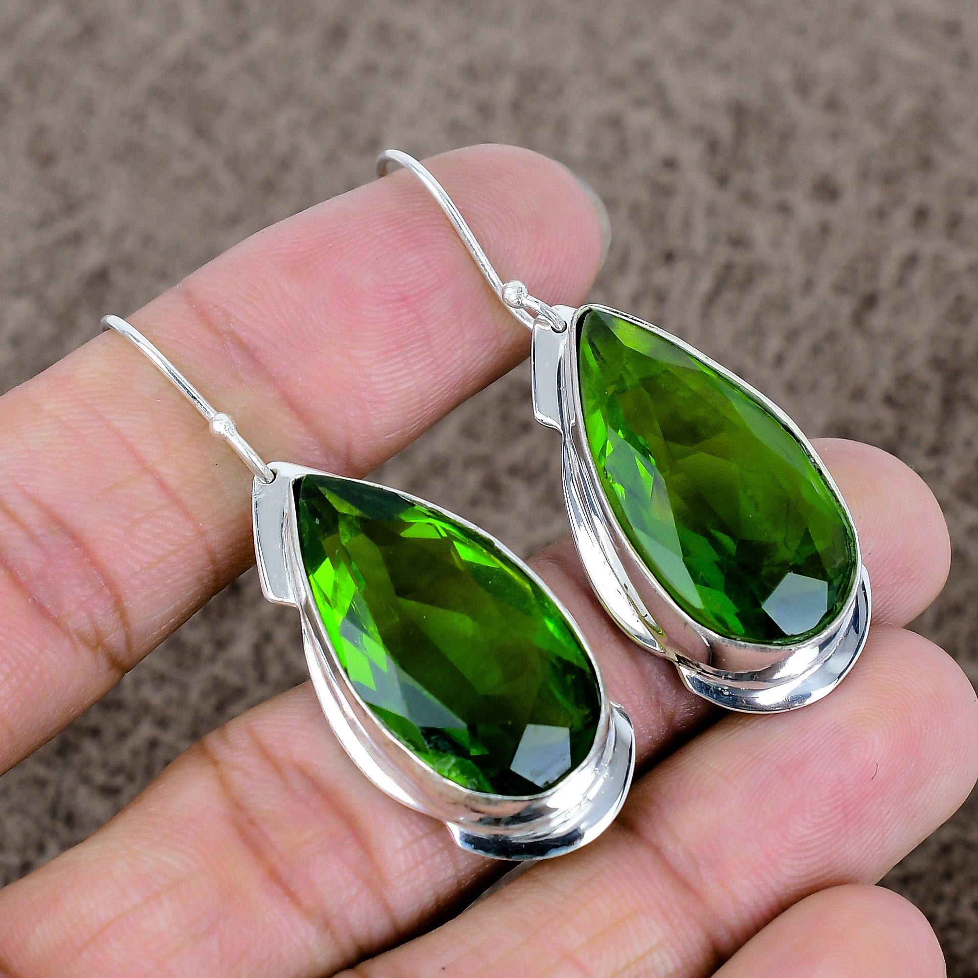 

Peridot Gemstone Handmade 925 Sterling Silver Jewelry Earring 2.17 KKG-631