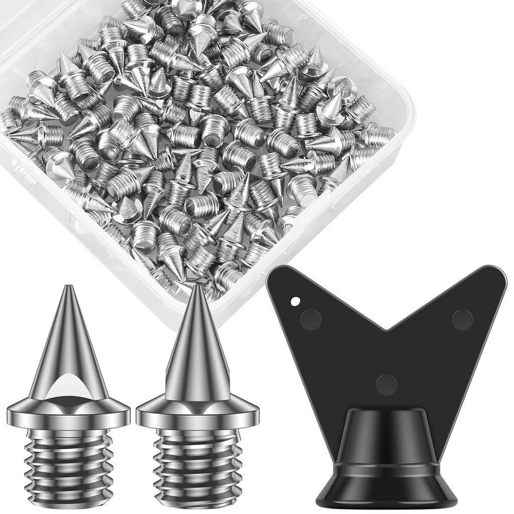 100Pcs Track Spikes Steel Wear Resistant Shoe Spikes Replacement Non-slip Lightweight Sport Shoes Spikes with Spike Wrench