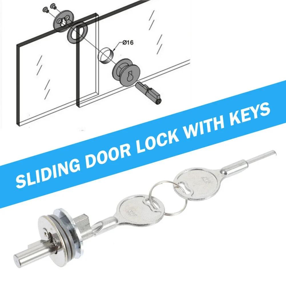 Display Cabinet Sliding Glass Door Lock Jewelry Showcase Lock Zinc Alloy Furniture Hardware Double Door Lock With Keys