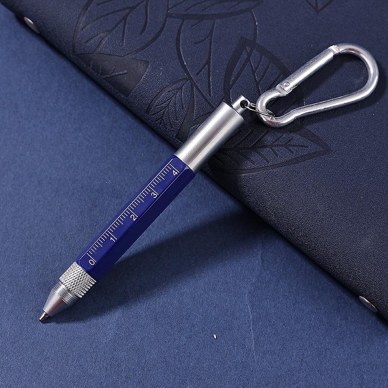 Monking 6 In 1 Multifunctional Pen With Keychain Touch Screen Stylus Capacitive Pen With Screwdriver Ruler Ballpoint Pencil Tool