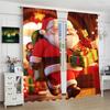 2PCS- Christmas Santa Claus Christmas tree pattern printed curtains   Christmas decorations   home decorations   room decorations