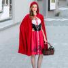 Hooded Cape Dress Women's Little Witch Maid Halloween Costume Set with Red Hat Cloak Dress Cosplay Outfit for Party Stage Show