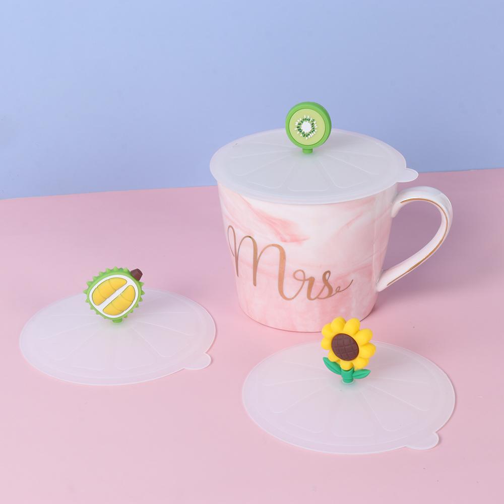Cute Reusable Cap Silicone Cup Cover Leakproof Dustproof Suction Cup Cover