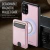 For Samsung Galaxy A51 4G SM-A515 Magnetic Case JEEHOOD J10 Leather Back Phone Cover with Detachable Card Holder Kickstand