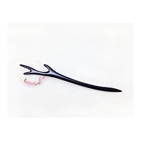 [LeafIn] Natural Wood Hairpin Ebany Single Hairpin Simple Wooden Hair Accessory Dragon Horn (Single)