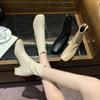 thick heel square head thin boots women's new rear zipper soft leather short boots versatile commuter temperament women's shoes