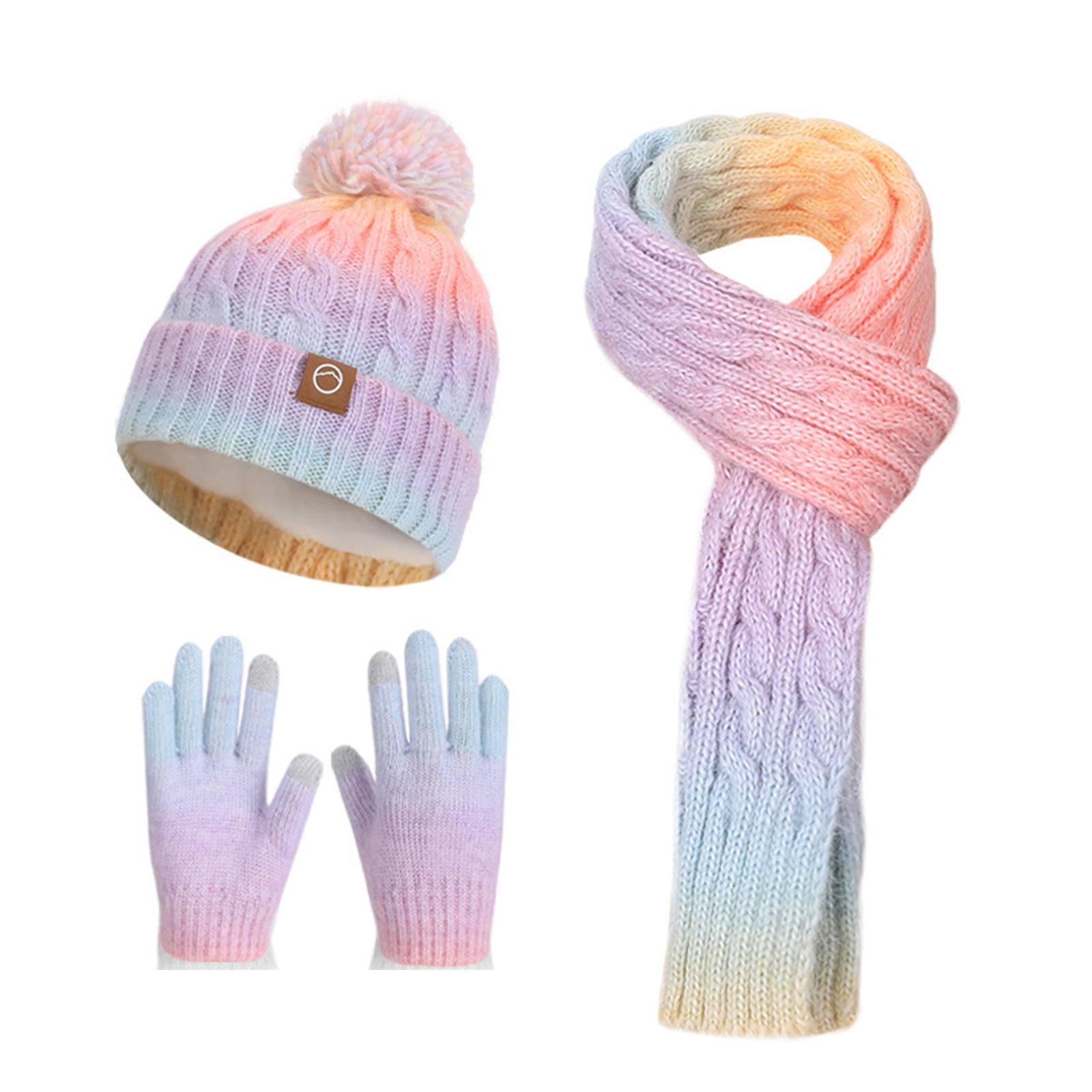

Elastic Knit Children Hat Scarf Gloves Set For Secure Wear Comfortable And Active Play Winter Neckwear for Kids Warmth 3