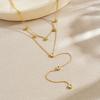 gold heart crystal layered y drop necklace for women