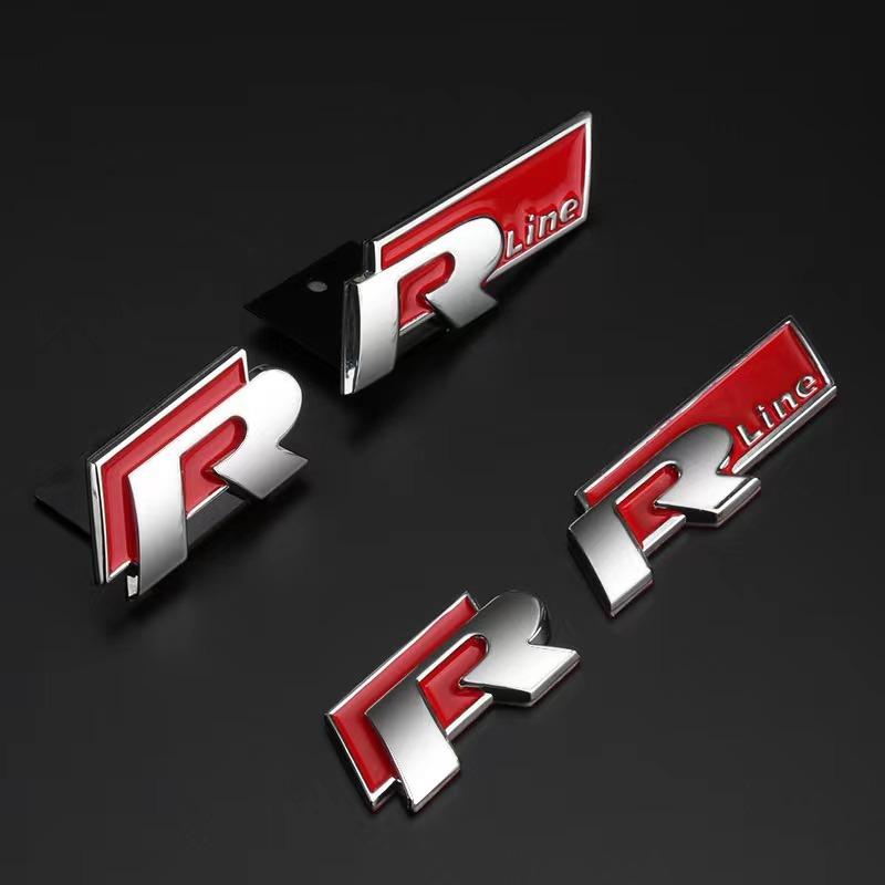 AGLNX1 1Pcs ABS Metal Logo Car Front Grille Badge Decoration Sticker Auto Accessories For VW RLine R Golf Amarok T5 Teramont ID3 Tiguan