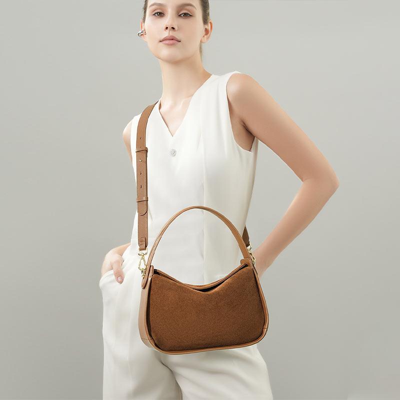 New Suede Crossbody Bag High-quality Genuine Leather Magnetic Closure Box Bag Personal Design Handbag High-end Elegant Women Bag