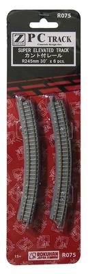 Rokuhan Spur Z R075 PC-Gleis, schräge Schiene R245-30° (6 Stück)