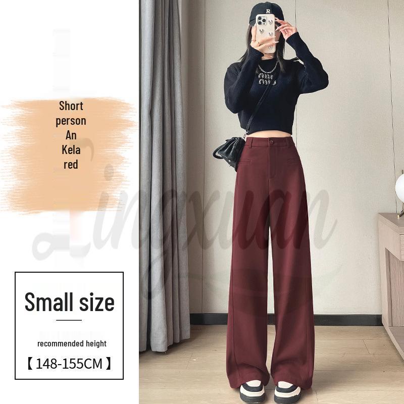 2026 Autumn/Winter Women s High-Waist Velvet Woolen Wide-Leg Pants M