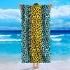 Neon Farbblock Leopardendruck Strandtuch Mode Tier Leopardendruck Weich Saugfähig Schnelltrocknend Stranddecke für Urlaub