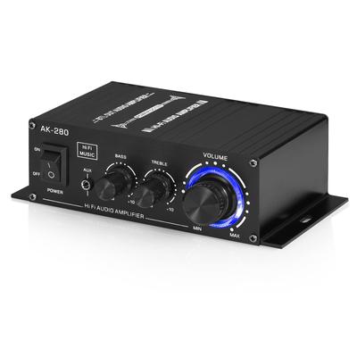 Piccolo mini amplificatore stereo per amplificatore di potenza digitale 40 W x 2 con controllo alti e bassi Casa/auto (L'AK-280)