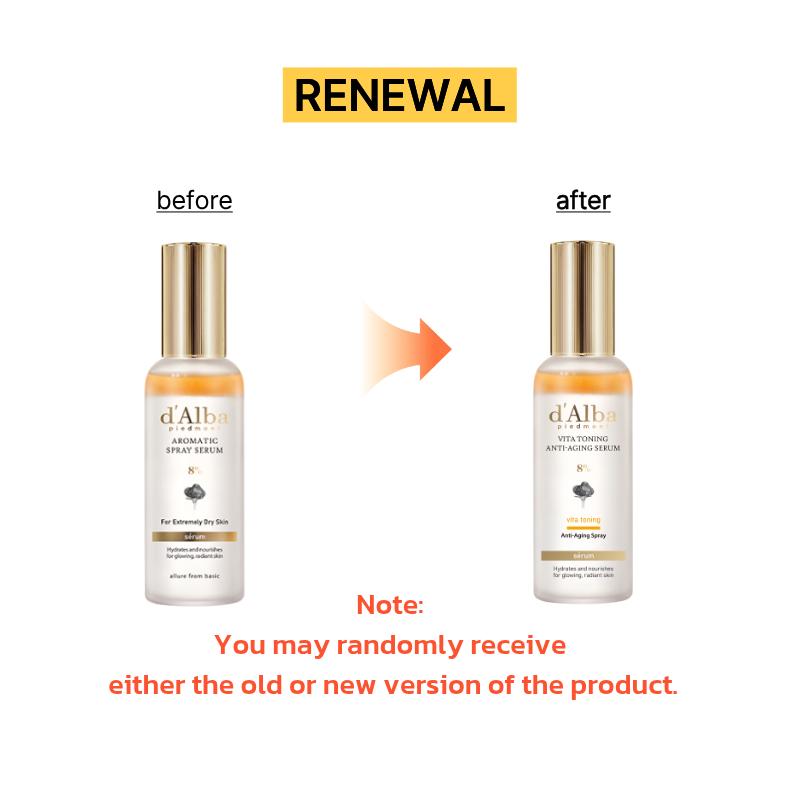 [d'Alba] Vita Toning Resilient Spray Serum 8% (70ml) - Advanced Skin-Surface Radiance & Instant Moisture Booster