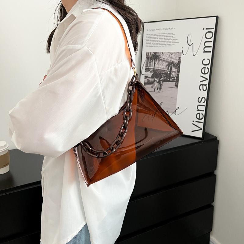 Clear Jelly Shoulder Bag For Women, Y2K Small Zipper Underarm Purses Handbag Clear Underarm Bag Shoulder Bag