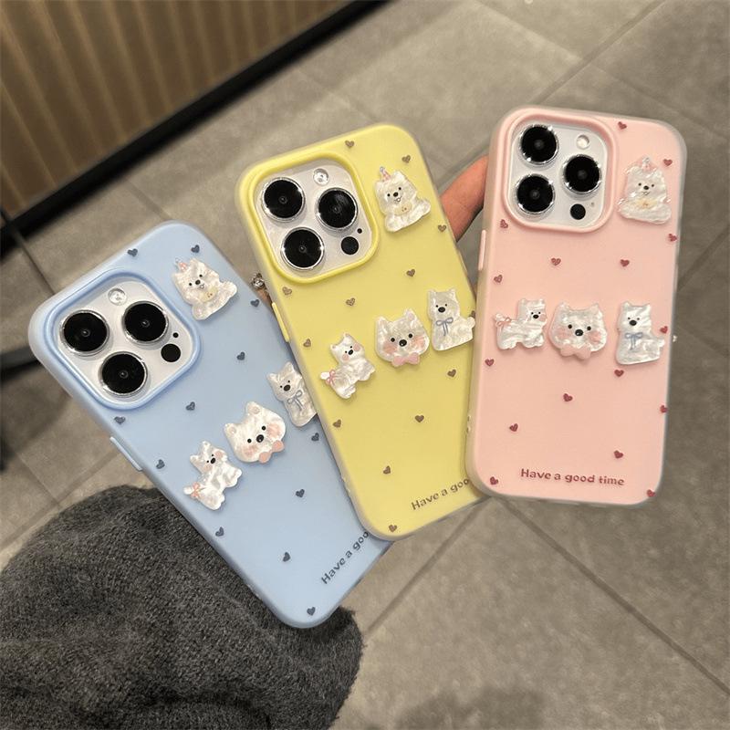 Spring and summer full screen love puppy stickers are suitable for Apple 11Promax mobile phone case IP11 large hole two-in-one jelly.
