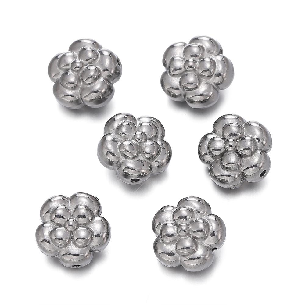 Stainless Steel Flower Beads, Perforated Six-valve Flower Septum Beads DIY Jewelry Accessories