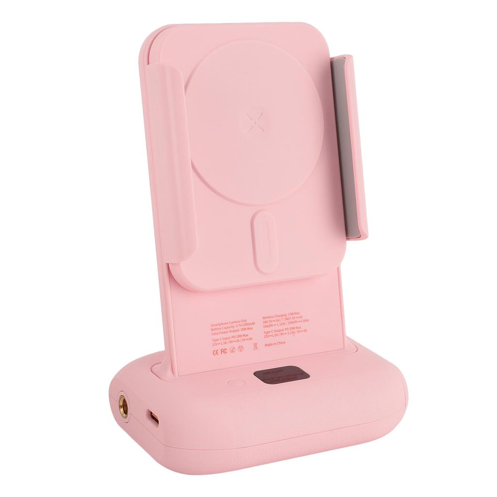 Telefonkameragriff, magnetisch, BT, kabellose Auslöser-Fernbedienung, 5200 mAh, um 90 Grad drehbarer Kaltschuh