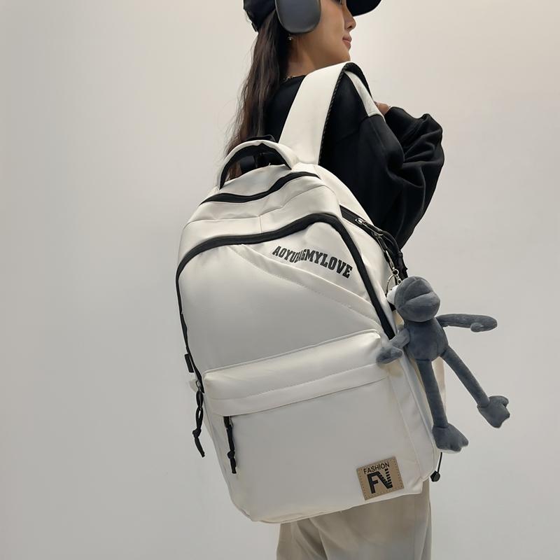 Женский однотонный школьный рюкзак — фото 7