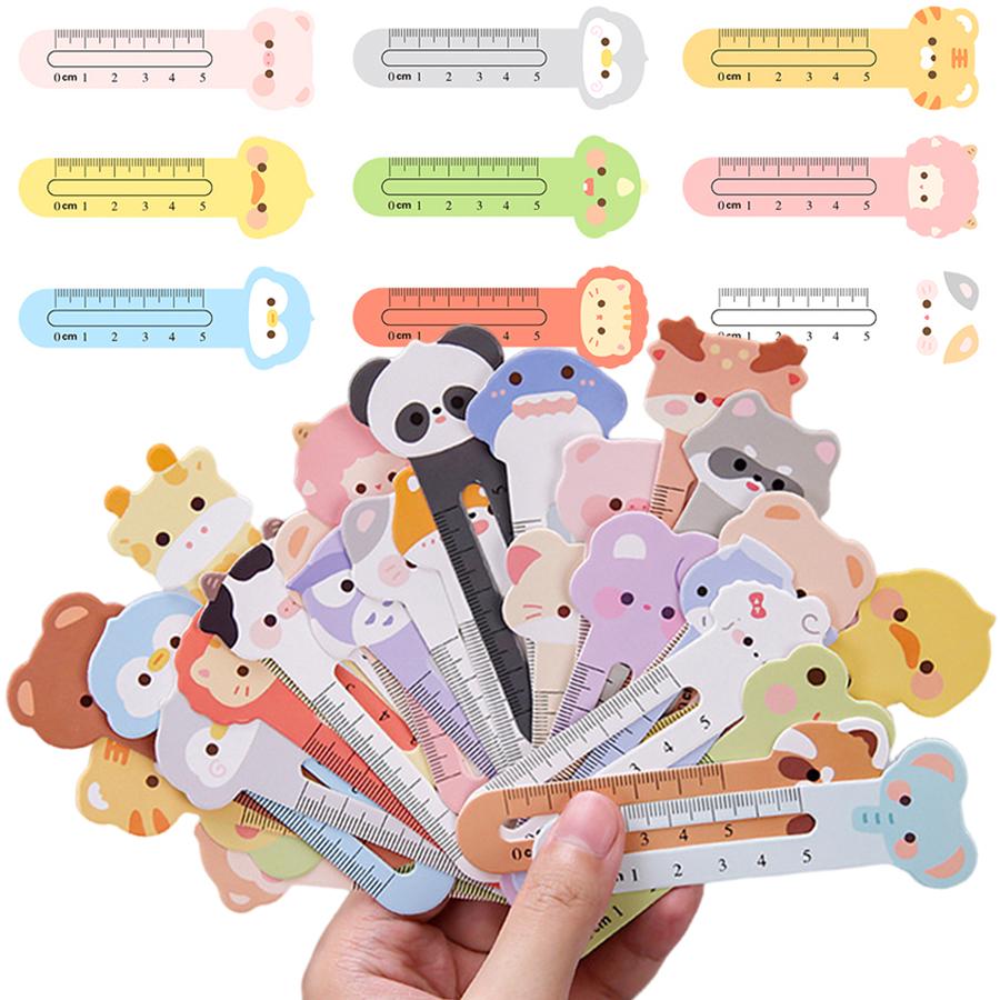 100/200pcs 10.5cm Paper Ruler Bookmarks Cute Animal Pattern Multifunctional Ruler Bookmark Stationery Gift Rewards for Students