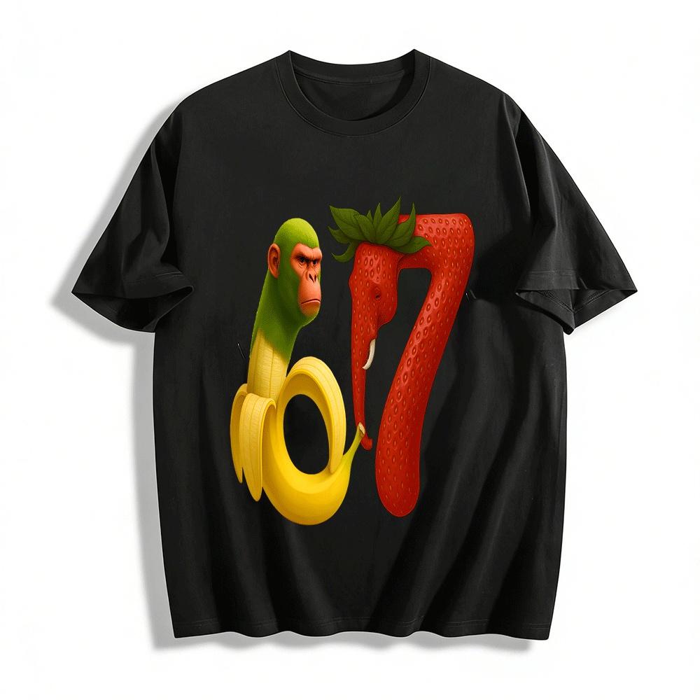 Funny Banana Gorilla Strawberry Elephant Number 67 Graphic Tee Pure cotton T-shirt XXS