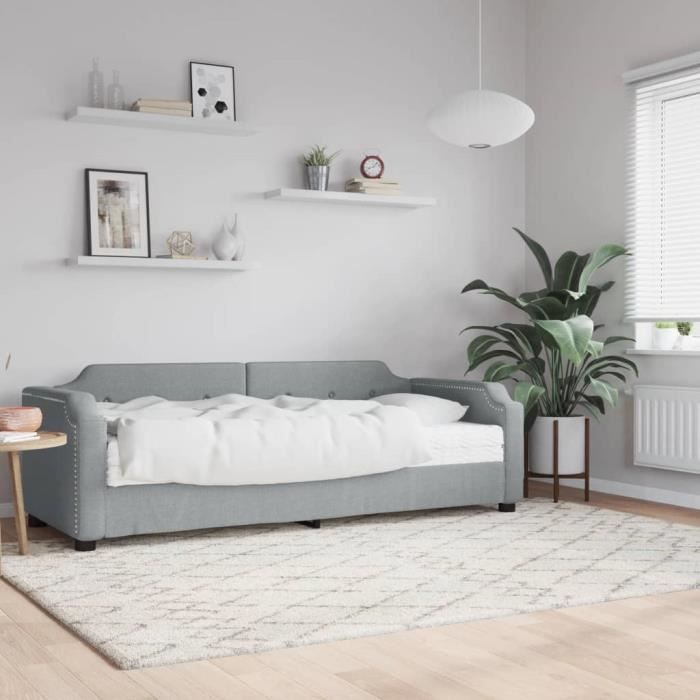 VidaXL Daybed with Mattress Light Grey 90x200 Cm Fabric 3197616