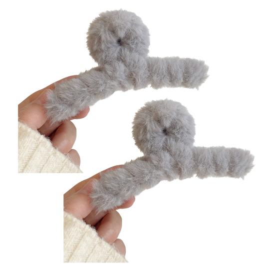 Hair Claw Plush Decor Strong Grip Back Head Hair Clip Women Large Shower Hair Clamp Hair Styling Tool