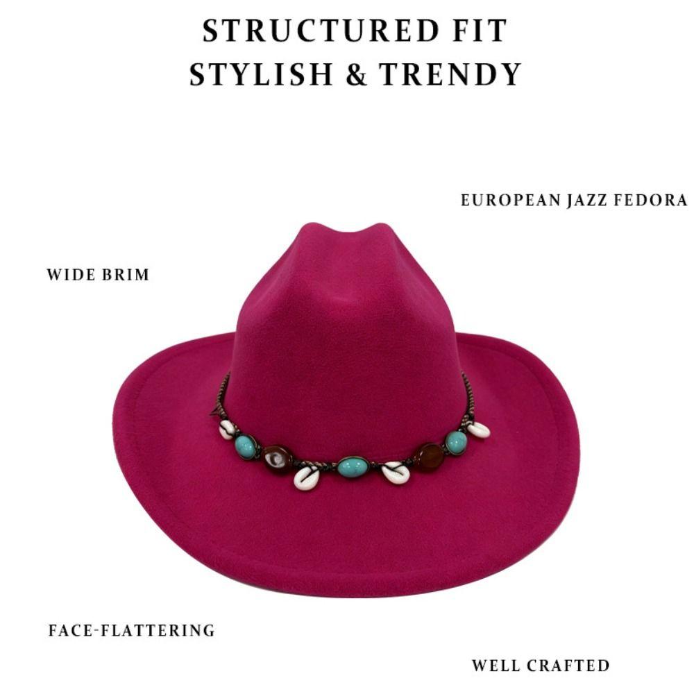 Woolen Western Cowboy Hat Panama Top Hat Casual Topper Hat Costume Accessories