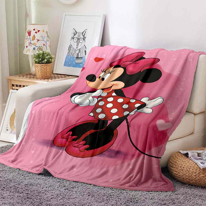 Multi-Sizes Minnie Mouse Cartoon Print Blanket Warm Soft Flannel Material Suitable for All Seasons Adult Children Luxury Gifts