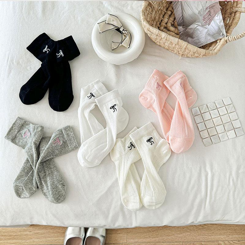 Socks Women, Mesh Breathable Bow Embroidery Small Fresh Short Socks Children, Versatile Socks Thin