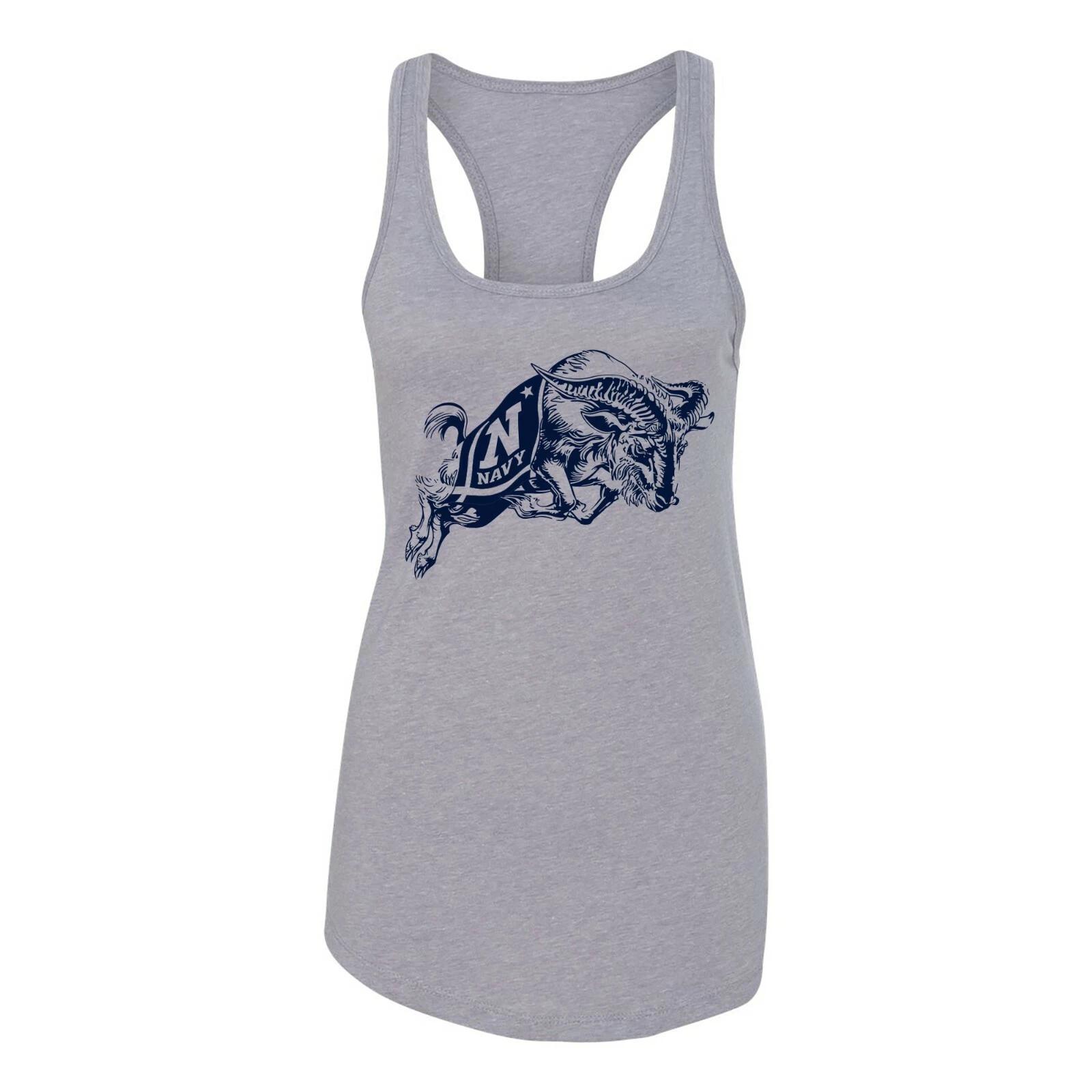 US Naval Academy Midshipmen Primary Logo Womens Racerback Tank - Heather Grey L