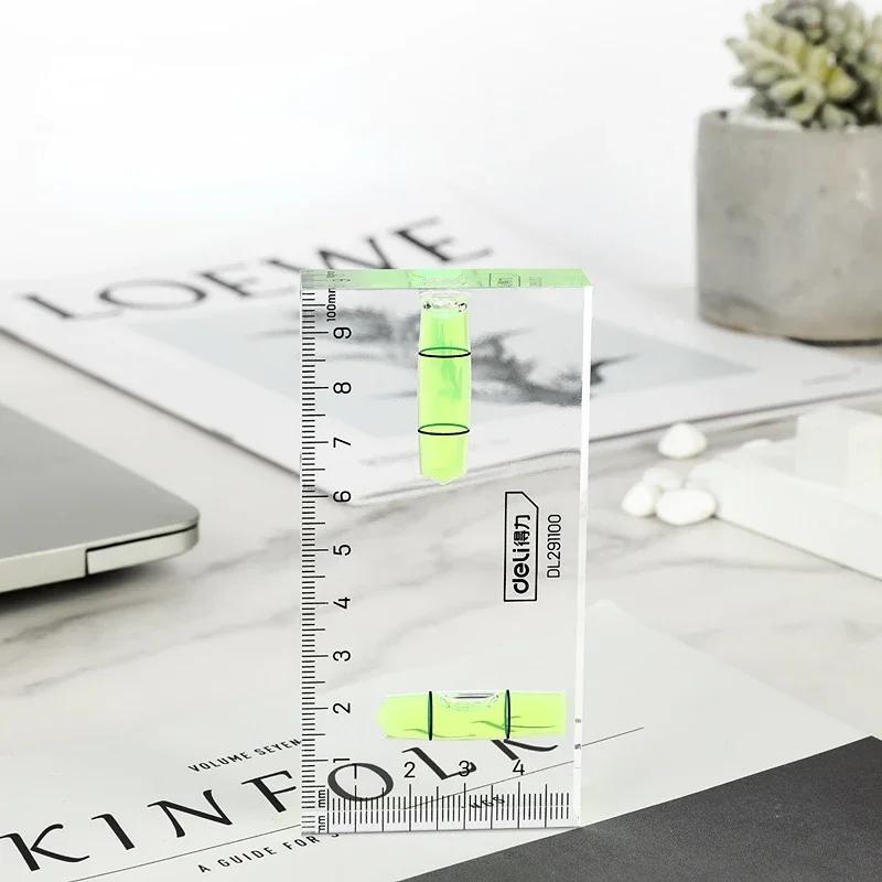 100mm Transparent Mini Level Ruler Acrylic 1mm/m High Precision 2 Horizontal Bubbles Design Multifunction Measuring Tools