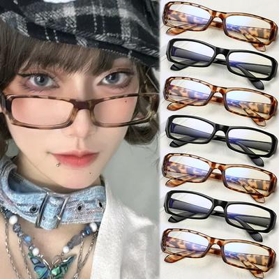 Unisex Vintage Small Black Square Frame Glasses Y2K Sweet Cool Spicy Girl Cosplay Eyeglasses New Fashion Clear Reading Glasses