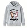 Kids Boys Girls Hoodie Cute Otters Print I Play Well With Otters Casual Long Sleeve Pullover Sweatshirt for Children