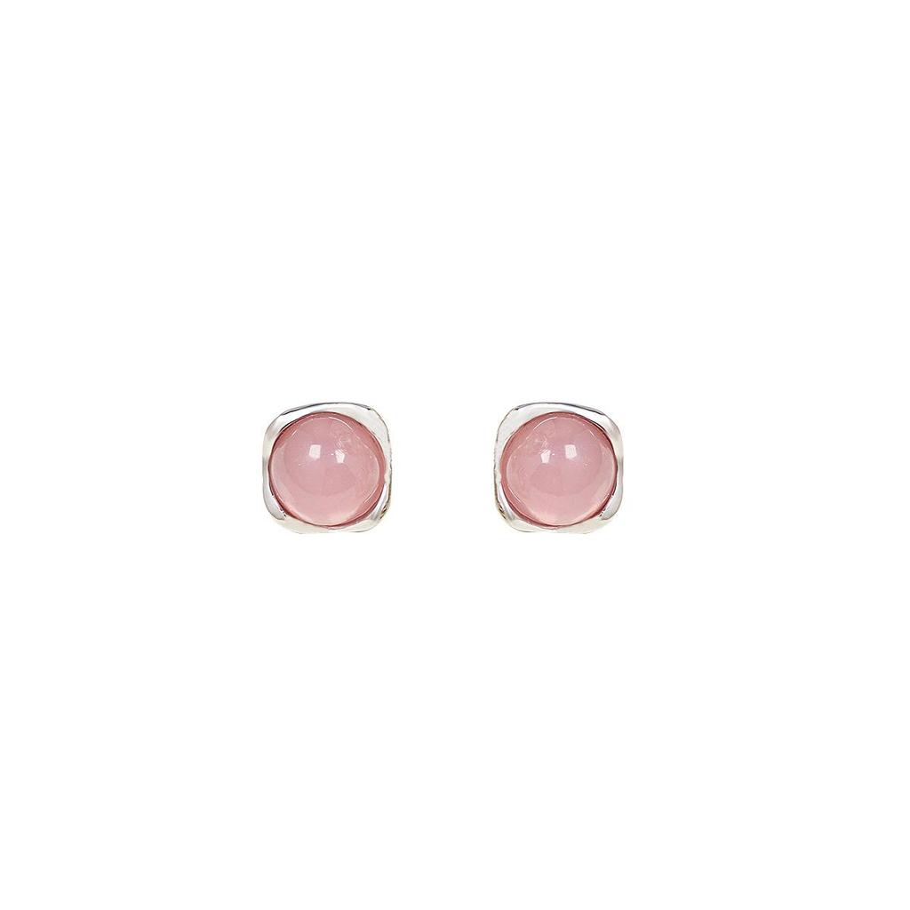 Silver Needle Korean Style High-End Jelly Color Geometric Earrings – Sweet, Fresh, Versatile Square & Round Stud Design