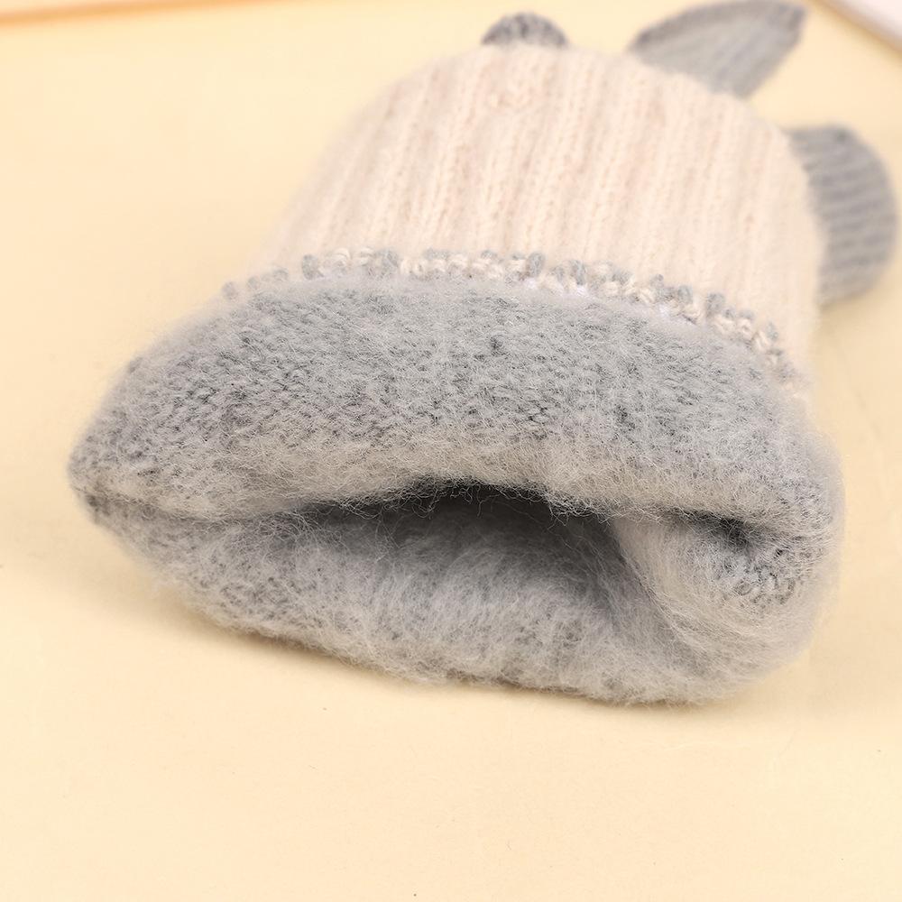 Winter new knitted thermal gloves men's and women's thickened cycling wool finger gloves