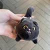 Squeezing Plush Black Cat Pendant 3D Eyes Cat Plush Keychain  Room Decoration