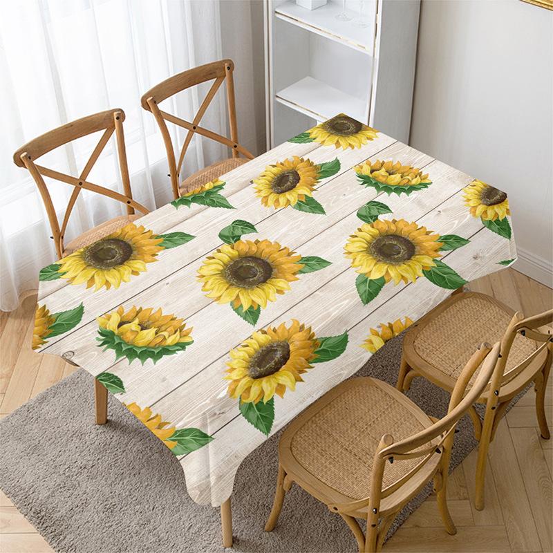 Modern Sunflower Printing Tablecloth Dust Proof Rectangular Table Covers Home Dining Tea Table Decoration